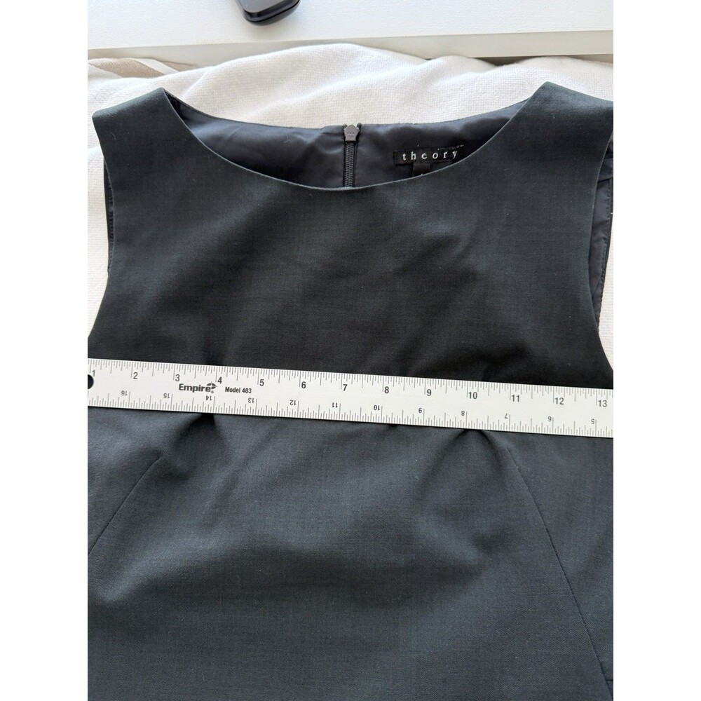Theory Black Wool Sheath Dress Minimalist Sleeveless Size 4 Made in USA - Picture 7 of 9